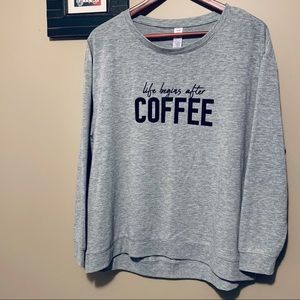 Life Begins After Coffee - Grey crewneck sweater